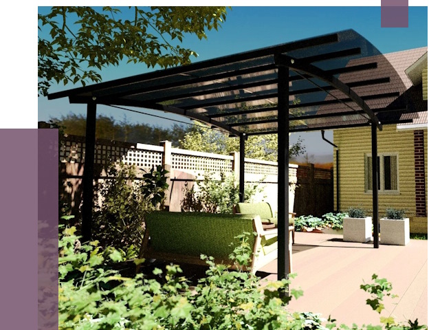 Навесы для террасы в Великом Новгороде от 13043 руб. под ключ | ПРОЛЁТ-Влк