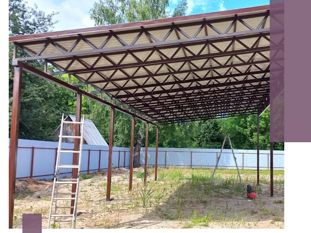 Односкатные навесы под ключ в Великом Новгороде — изготовление и монтаж