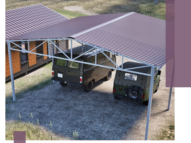 Двускатные навесы под ключ в Великом Новгороде — изготовление и монтаж